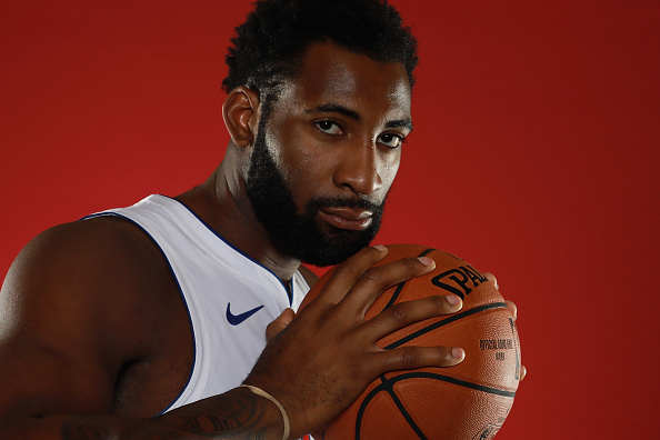 DETROIT, MI - SEPTEMBER 24: Andre Drummond #0 of the Detroit Pistons poses for a portrait during Media Day at Little Caesars Arena on September 24, 2018 in Detroit, Michigan. NOTE TO USER: User expressly acknowledges and agrees that, by downloading and or using this photograph, User is consenting to the terms and conditions of the Getty Images License Agreement. (Photo by Gregory Shamus/Getty Images)