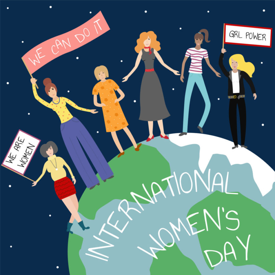Vector feminist illustration. Girl power poster. International womens day.
