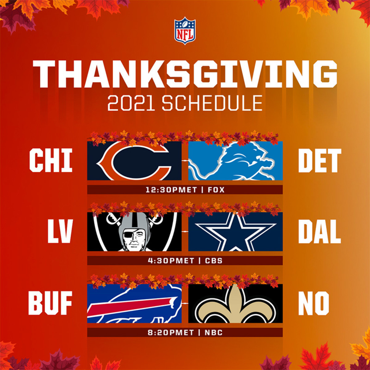 Preview of the 2021 NFL Thanksgiving Games – The Dakota Planet