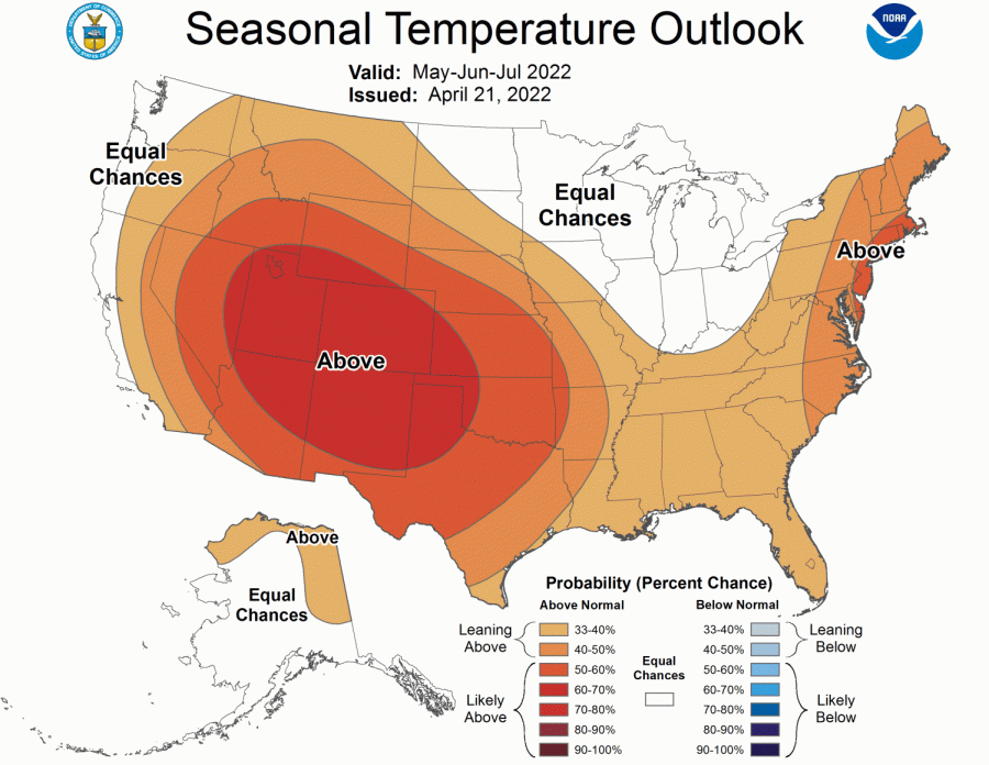 May 2022 thru July 2022 Outlook showing Equal Chances for Temperatures!!