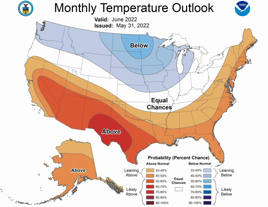 June 2022 Outlook Showing Equal Chances for Temperatures!!