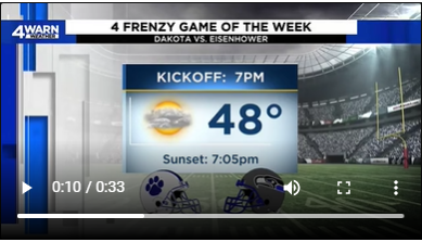 Here is your Fall-Like Football Weather Forecast featuring Utica Eisenhower @ the DHS Cougars on Friday Night October 7th, 2022, at 7pm!!