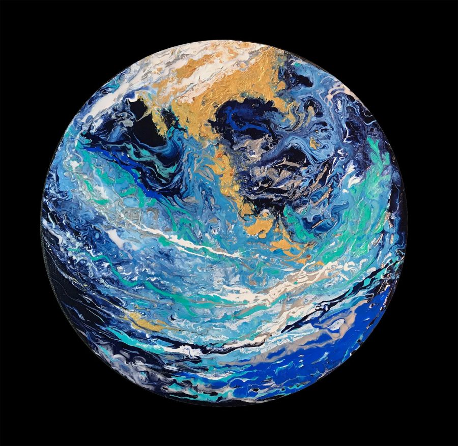 Blue Marbel Earth Acrylic Painting