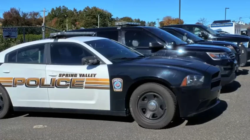 Police tape outside a building in Spring Valley during a sex assault investigation