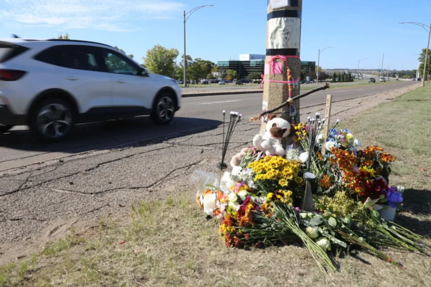 Police investigate a deadly crash at an intersection near the Veterans Memorial Bridge in Bismarck