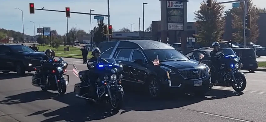 First responders gathered for Deputy Katherine Frank's funeral outside the Premier Center in Sioux Falls