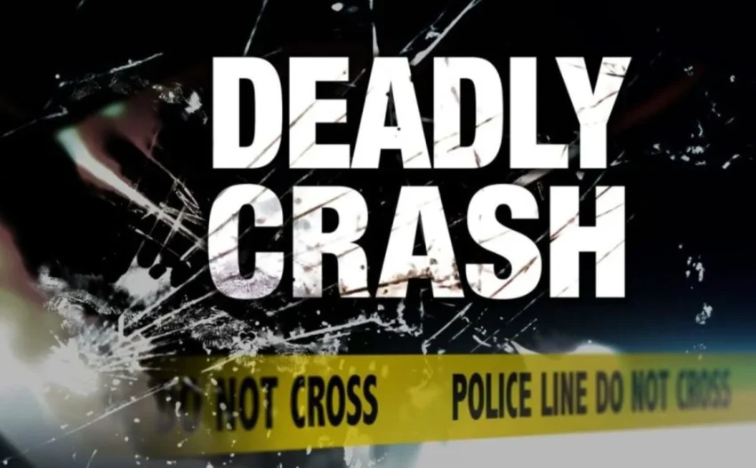 Damaged vehicles after a fatal two-vehicle crash near Corsica, South Dakota